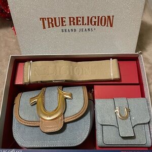 True Religion Horseshoe Logo Denim Crossbody Bag & Wallet Gift Set